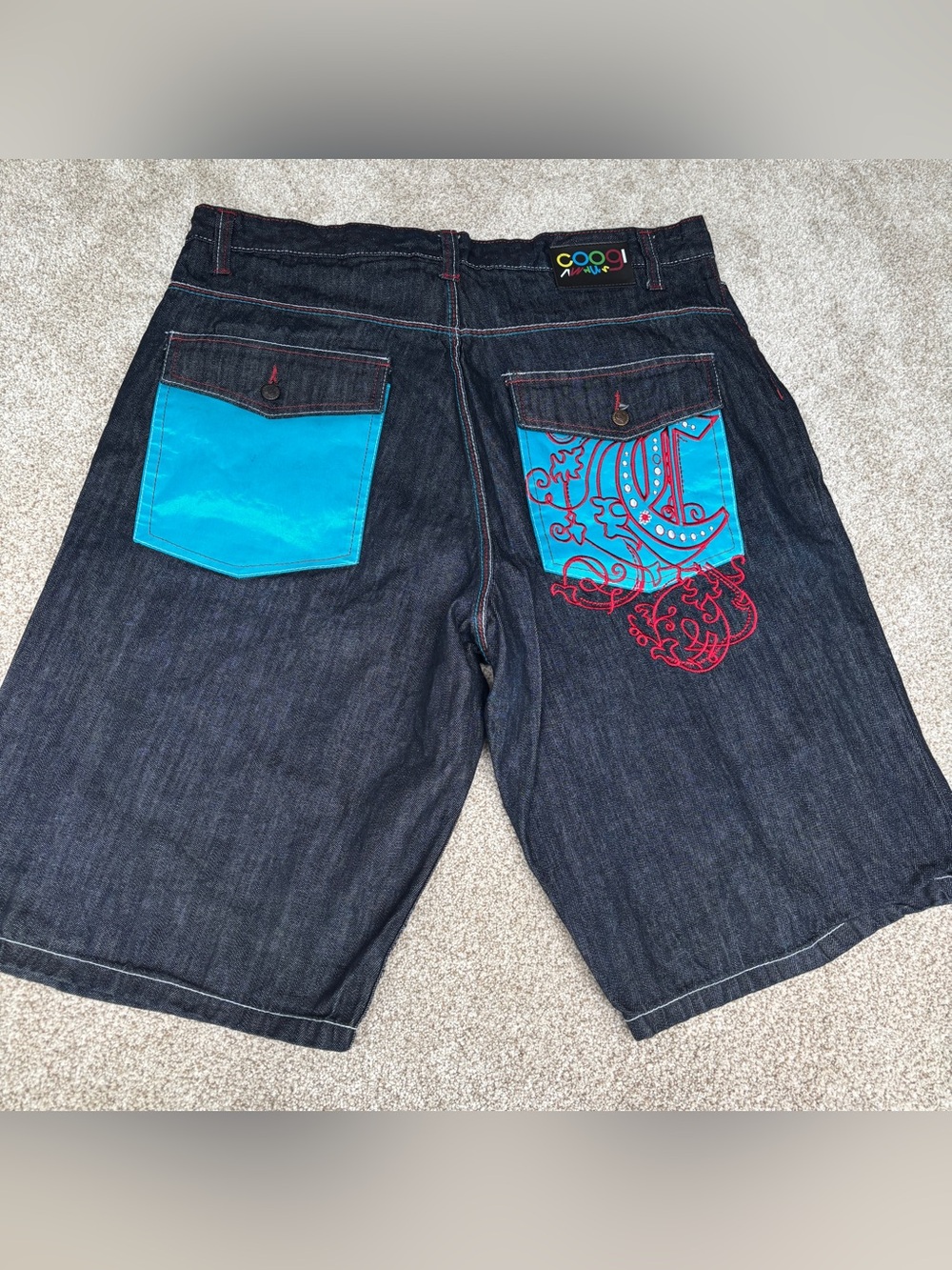 Coogi Embroidered Denim Shorts Men’s 42 Waist Hip Hop Skater Y2K Grunge